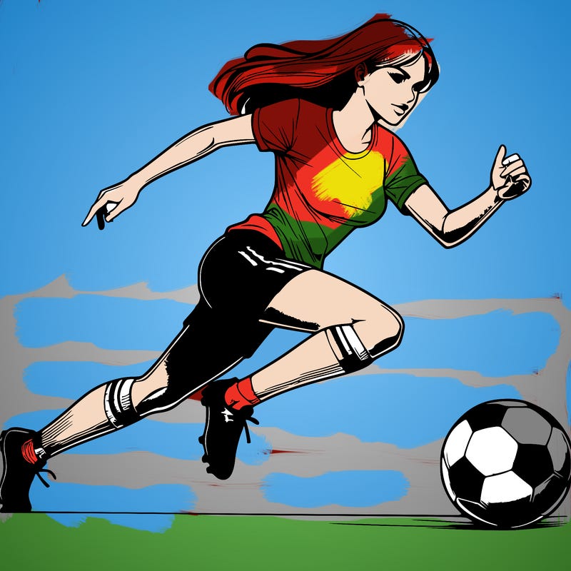 realistic woman playing soccer