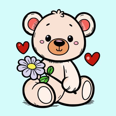 teddy bear holding a flower