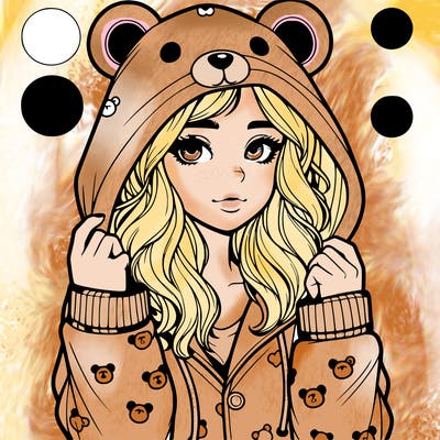 realistic girl in a animal pjs hoodie