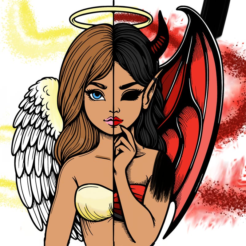 realistic angel half demon