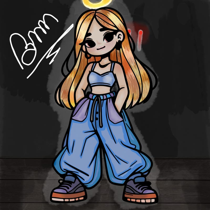 girl in crop top and baggy pants