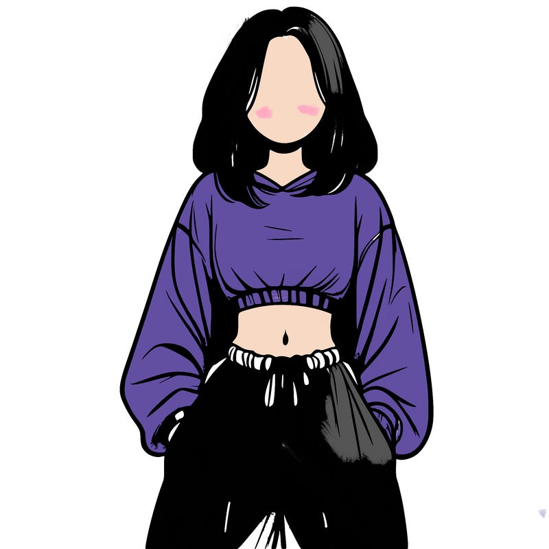 realistic girl faceless with baggy pants and a crop top