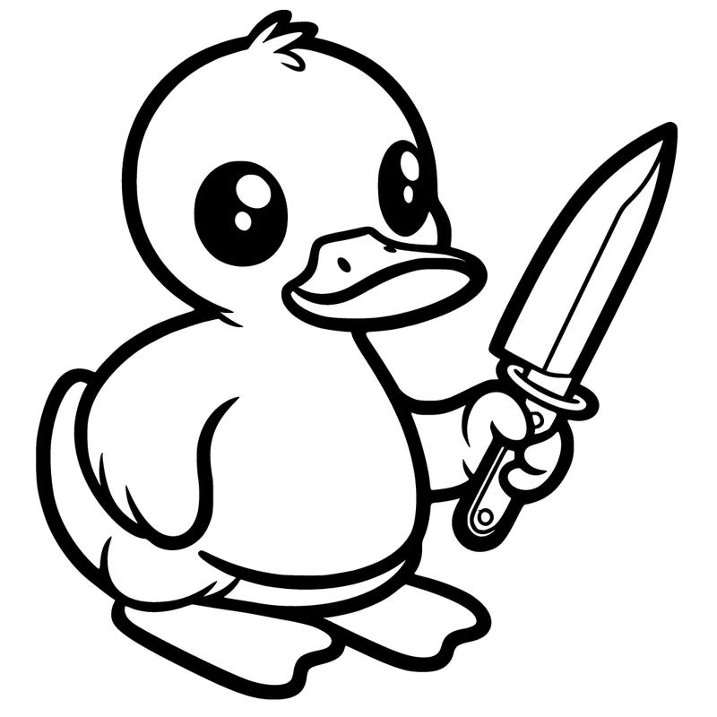 duck holding knife