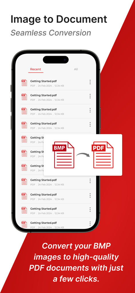 Convert to PDF : PDF Scanner - PDF 스캐너 앱에서 BMP를 PDF로 문서 변환을 보여주는 iPhone