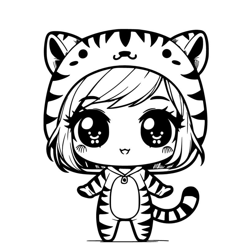 chibi girl in a tiger suit