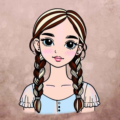 realistic girl with braids