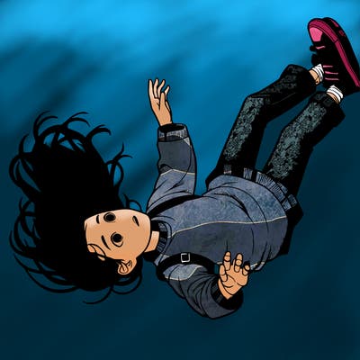 realistic girl falling