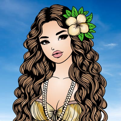 realistic beautiful hawaiian woman,long dress,haku lei, lips