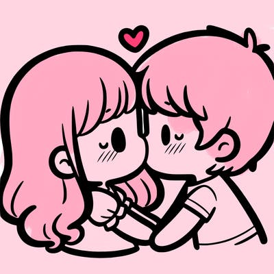 a girl and a boy kissing