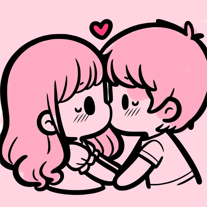 a girl and a boy kissing