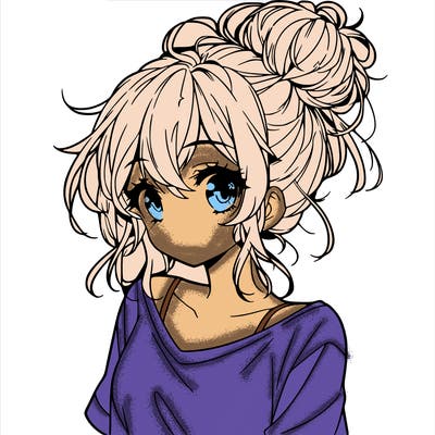 a beautiful anime girl with a messy bun