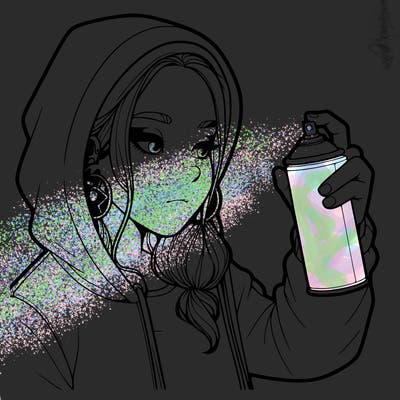 a realistic girl, spray painting