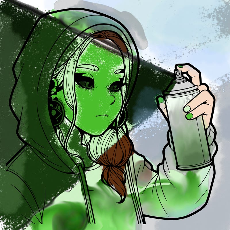 a realistic girl, spray painting