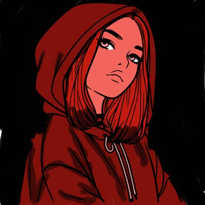 a realistic girl in a hoodie