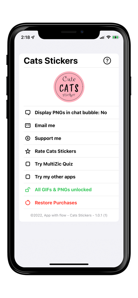 Cute Cats - GIFs & Stickers - Interfaz de configuración para la aplicación móvil Cute Cats Stickers