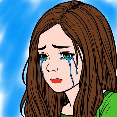 realistic sad teenage girl crying