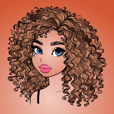 girl with curly hair realistic