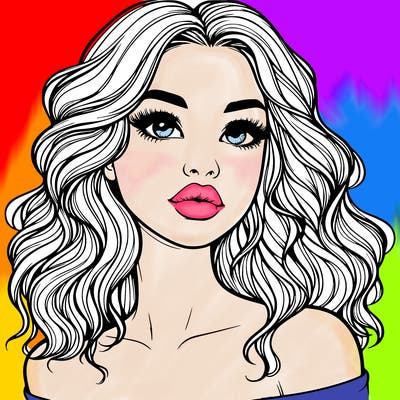 realistic girl with wavy hair and lips