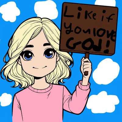 realistic girl holding up a sign