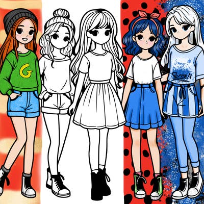 a group of five girls