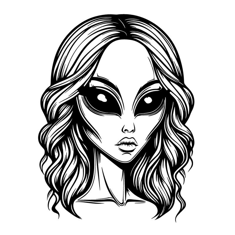 realistic beautiful mysterious alien woman