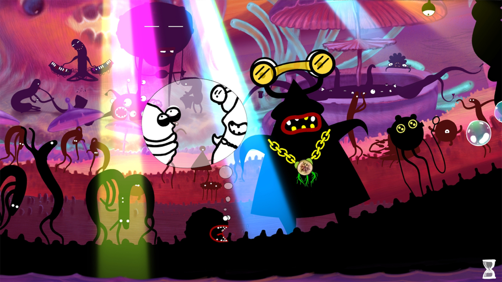 Monde surréaliste dessiné à la main dans Karma Incarnation 1 montrant la fonction de vision astrale