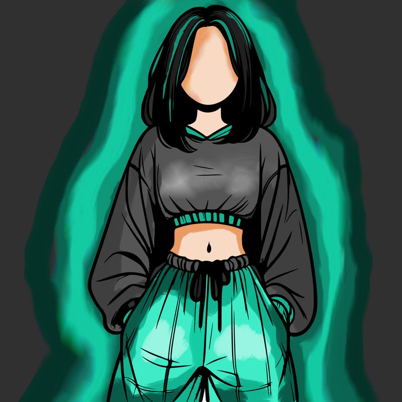realistic girl faceless with baggy pants and a crop top