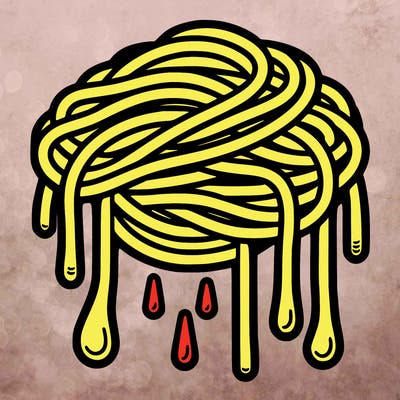 spaghetti: with sauce dripping