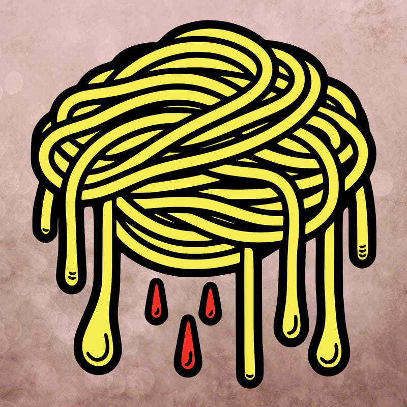 spaghetti: with sauce dripping