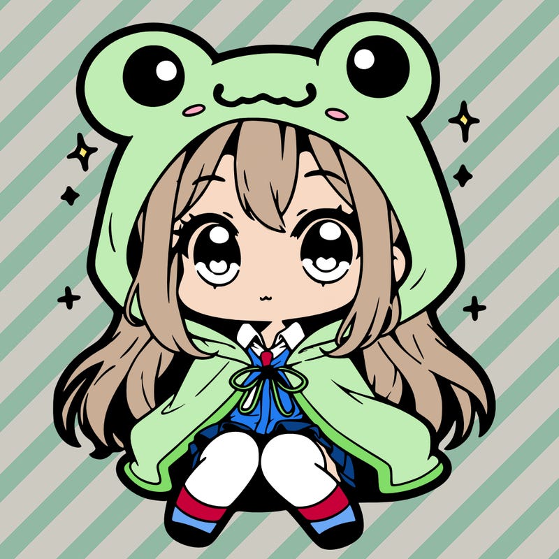 chibi girl with frog hoodie