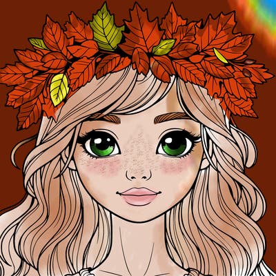 realistic girl with fall leaf crown