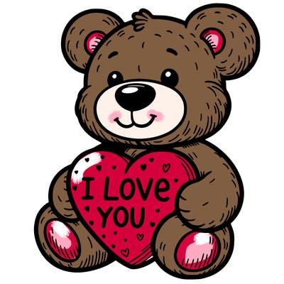teddy bear holding an i love you heart