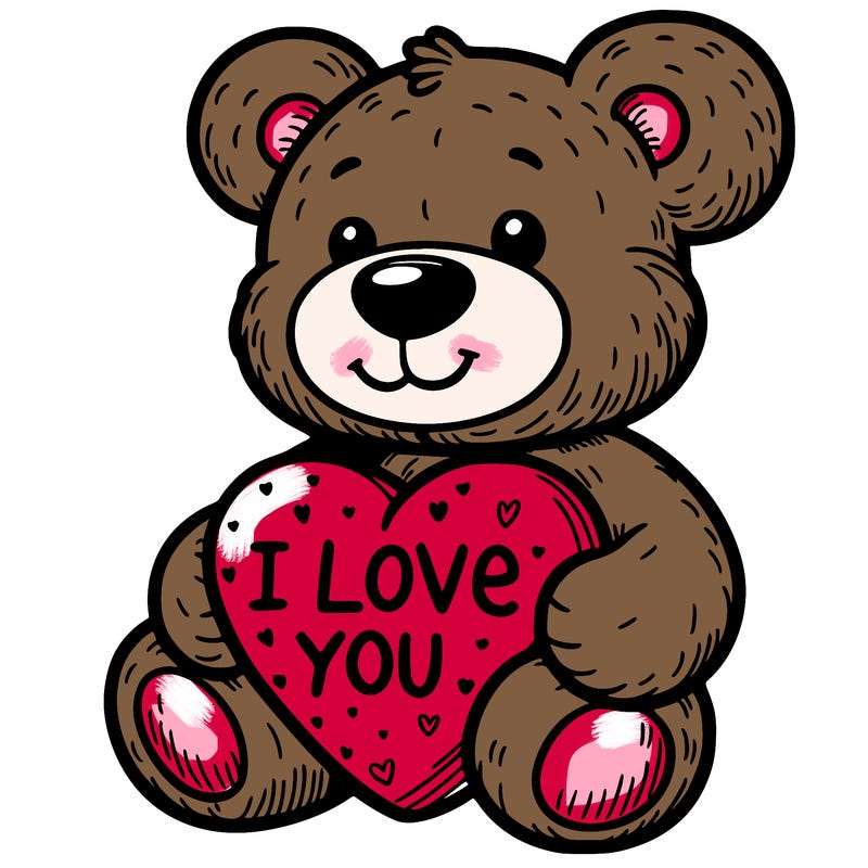 teddy bear holding an i love you heart