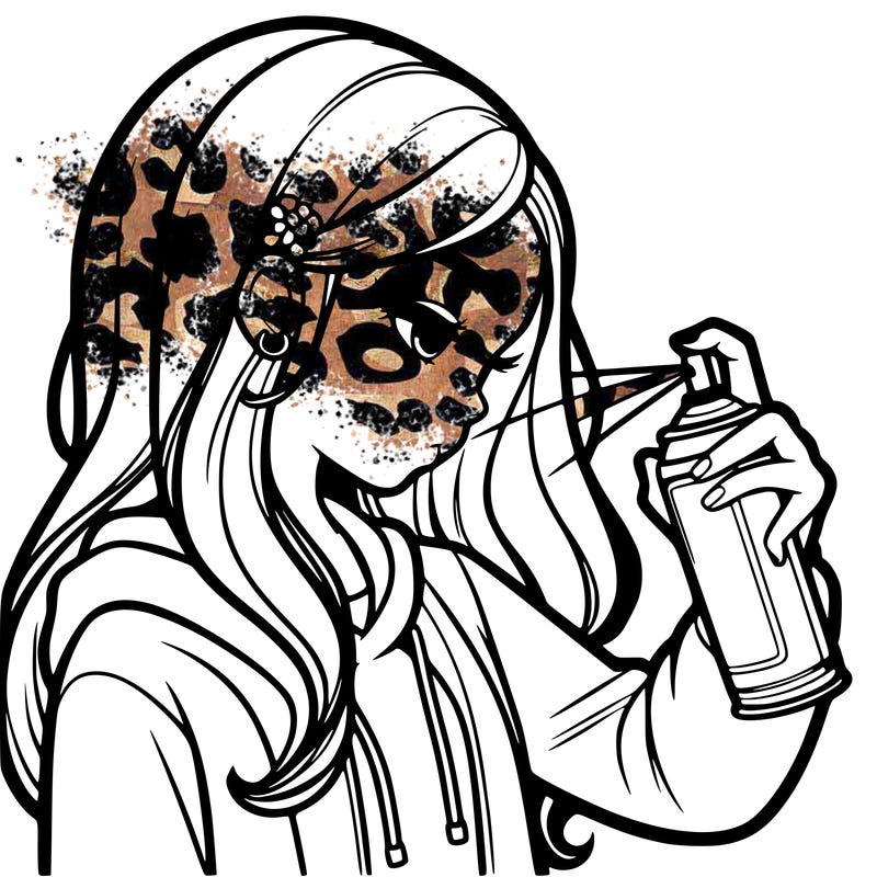 a realistic girl spray painting