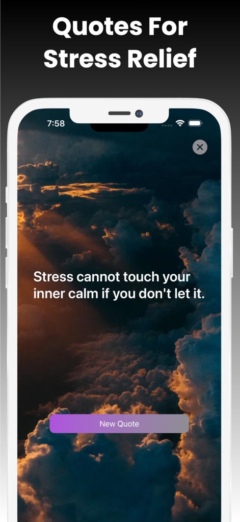 Insight Timer Meditation App - Insight Timer app screen displaying an inspirational stress relief quote.