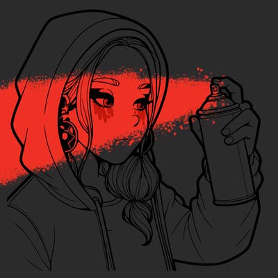a realistic girl, spray painting