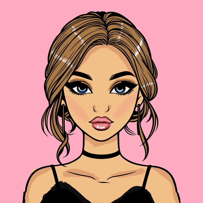 realistic girl with makeup on