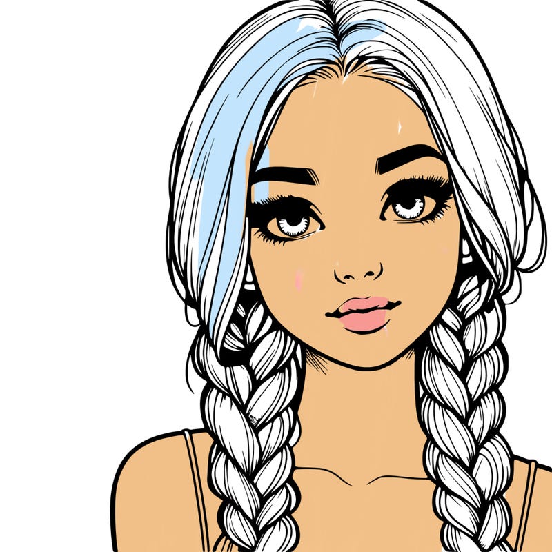 realistic girl with braids