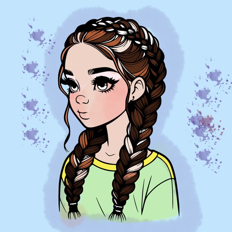 realistic girl with braids