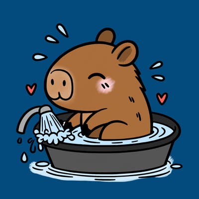 capybara taking a bath