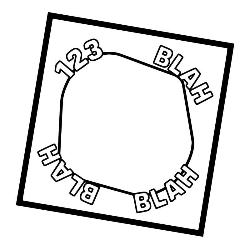 the background is blank in the center. it says 123 blah blah blah