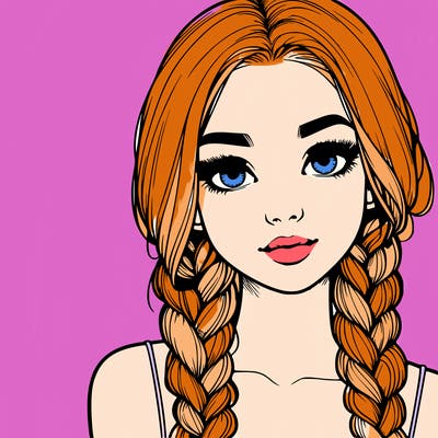 realistic girl with braids