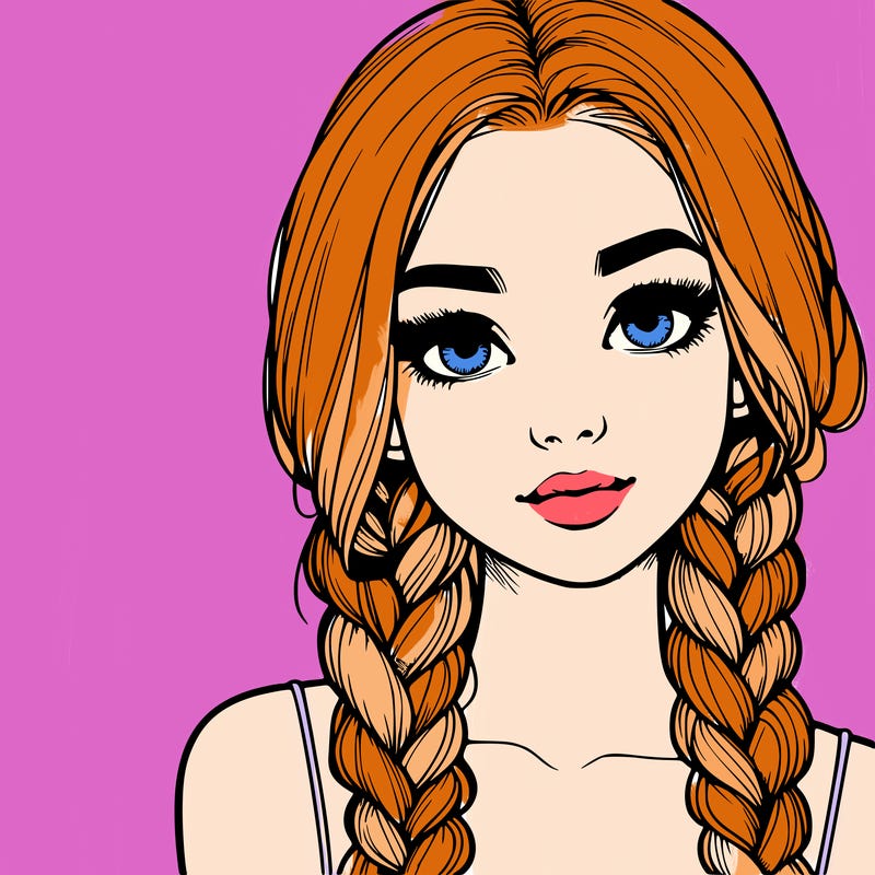 realistic girl with braids