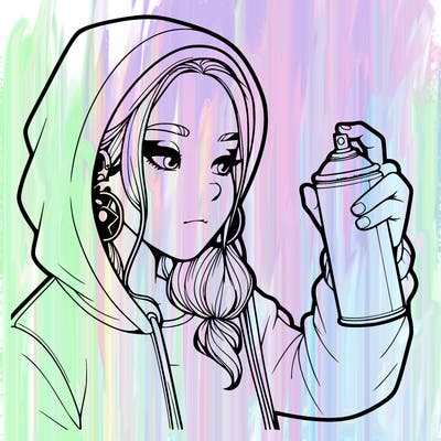 a realistic girl, spray painting