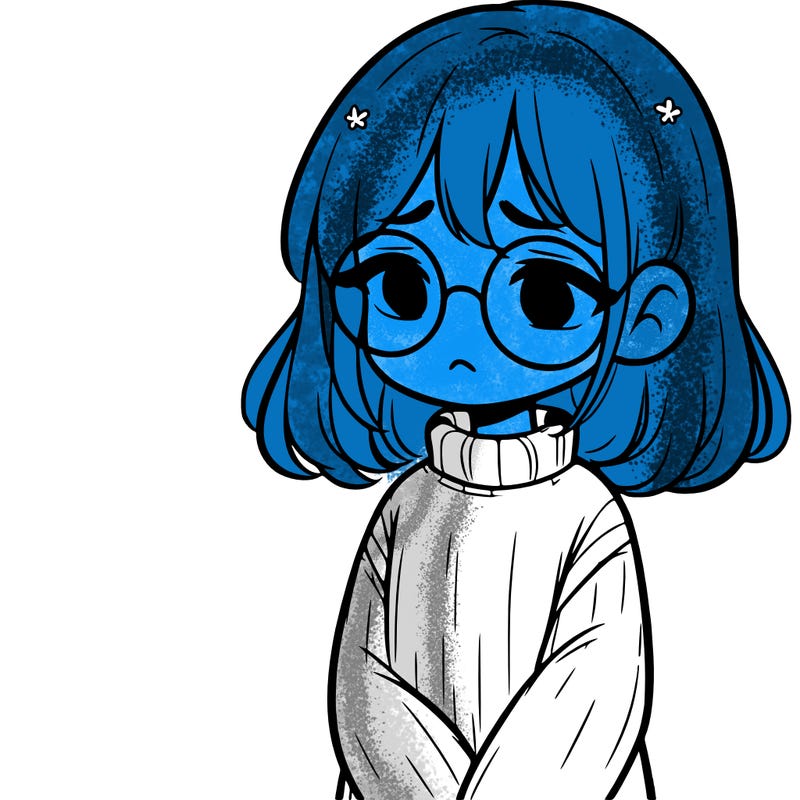 sad girl with glasses in a sweater