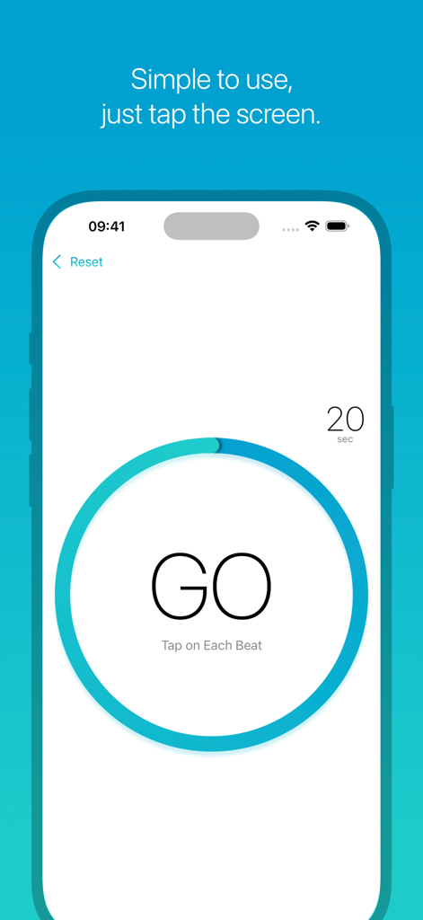 Medtimer app interface for heart and respiratory rate measurement with a tap to start screen