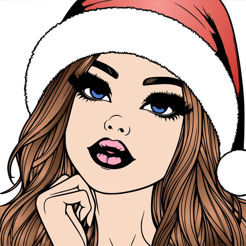 realistic christmas girl with lips