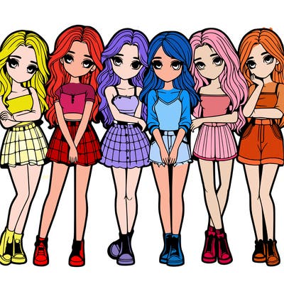 a group of girls realistic