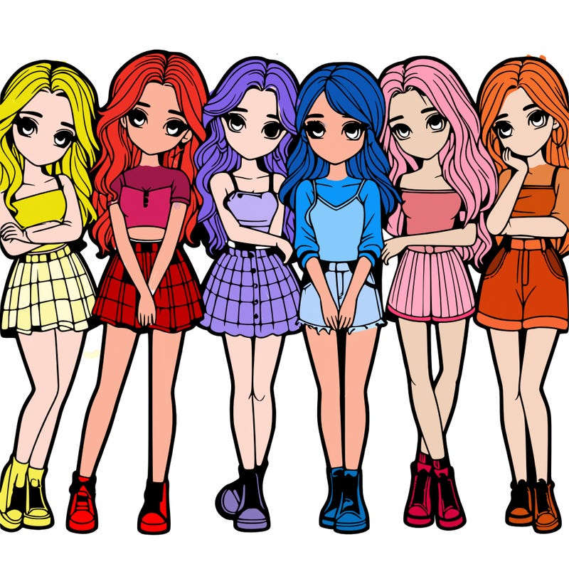 a group of girls realistic