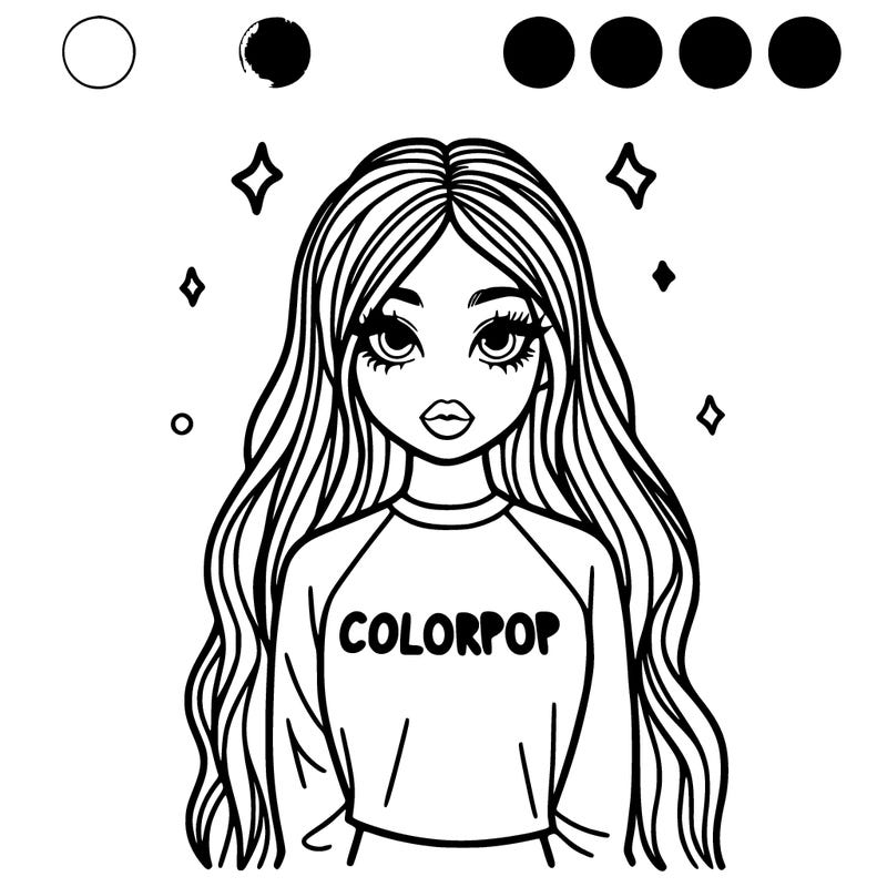 a long haired girl that her shirt says colorpop